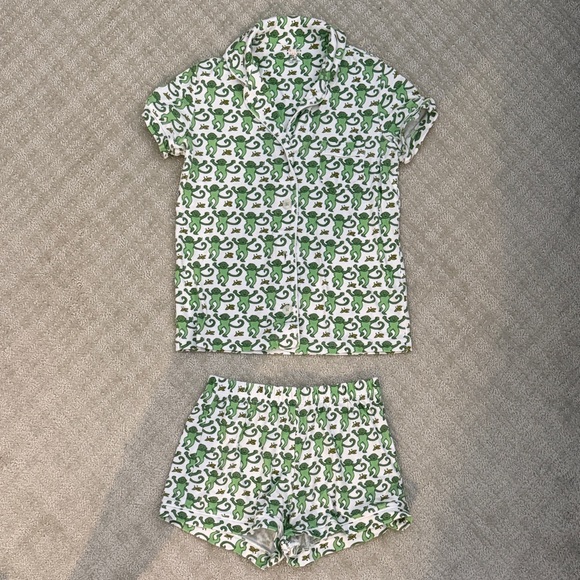 Roller Rabbit Green and White Monkey Pajama Set - Picture 1 of 4